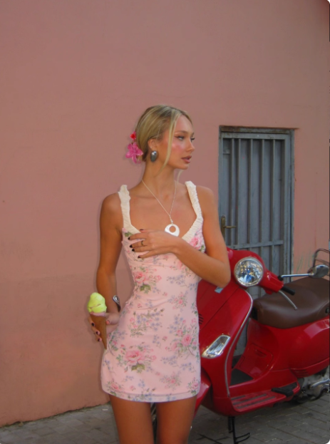 French Floral Hip Strap Birthday Short Skirt Homecoming Dress cc3845