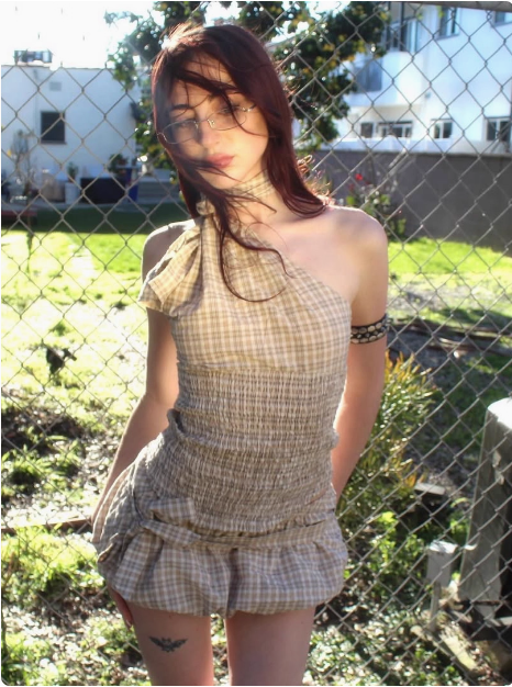 Sexy Hot Girl Plaid Off-shoulder Waist Hip Birthday Skirt Homecoming Dress cc3851