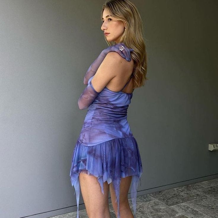 Dreamy Purple Irregular Mesh Birthday Party Homecoming Dress cc4401