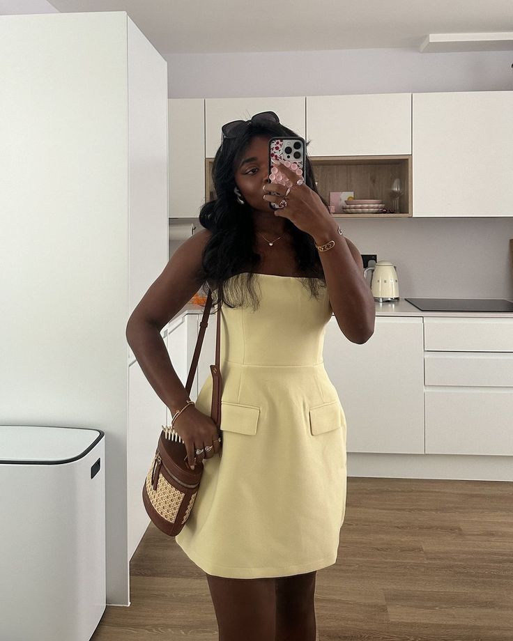 Sweet Light Yellow Tube Top A-line 17th Birthday Homecoming Dress cc3880