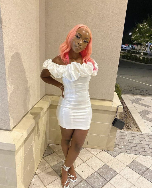 Sweet White Off-the-shoulder Tight-fitting Hip 17th Birthday Homecoming Dress cc3881