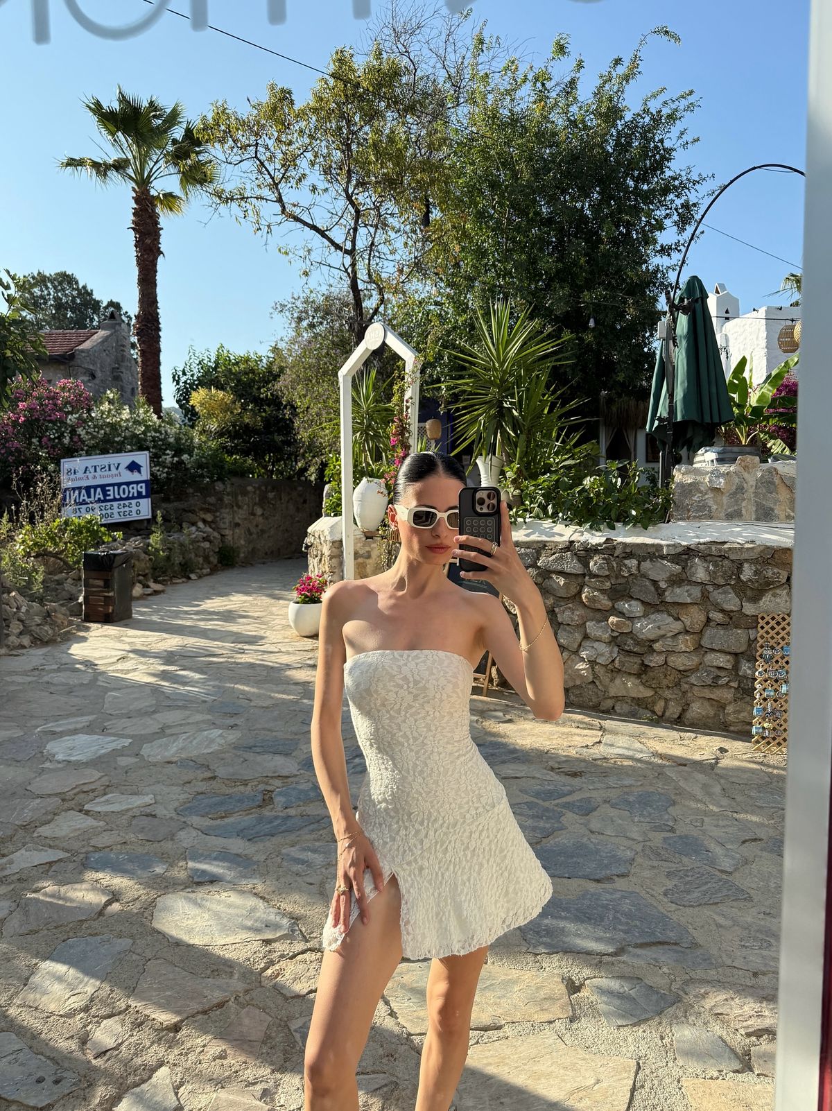 Elegant White Strapless Lace Slit 17th Birthday Homecoming Dress cc4404