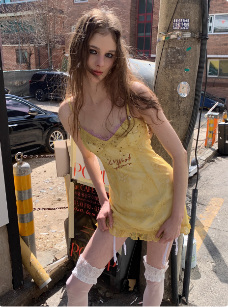 Vintage Yellow Bow Embroidered Waist Suspenders 17th Birthday Homecoming Dress cc3883