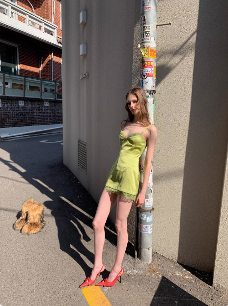 Fresh Green Lace Retro Satin Sling Hip Birthday Short Skirt Homecoming Dress cc3890