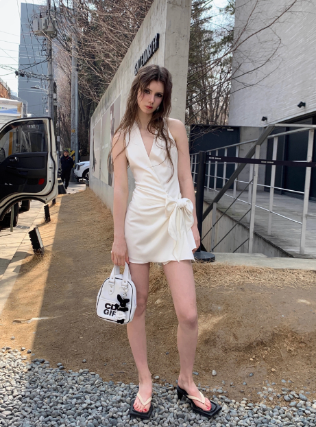 Elegant White Satin Lace Up Birthday Dress Homecoming Dress cc3893