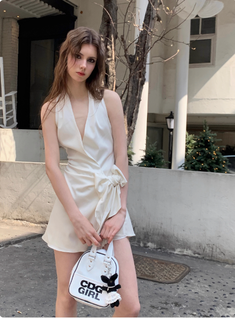 Elegant White Satin Lace Up Birthday Dress Homecoming Dress cc3893