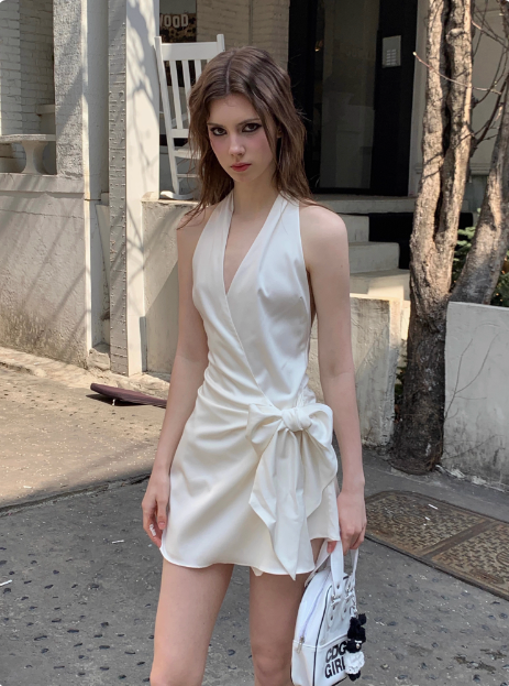 Elegant White Satin Lace Up Birthday Dress Homecoming Dress cc3893