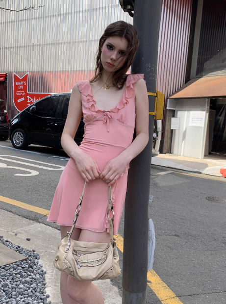 Sweet Pink Ruffle Chiffon 17th Birthday Homecoming Dress cc3898