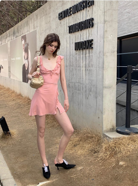 Sweet Pink Ruffle Chiffon 17th Birthday Homecoming Dress cc3898