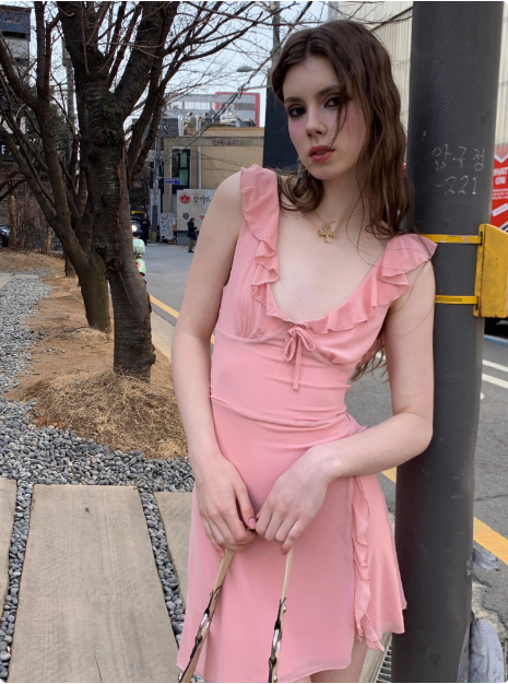 Sweet Pink Ruffle Chiffon 17th Birthday Homecoming Dress cc3898