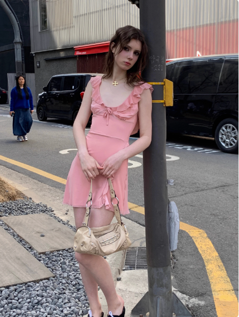 Sweet Pink Ruffle Chiffon 17th Birthday Homecoming Dress cc3898