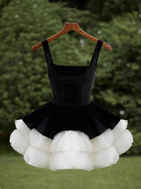 Sweet Hepburn Style Contrast Color Sling 17th Birthday Homecoming Dress cc3904