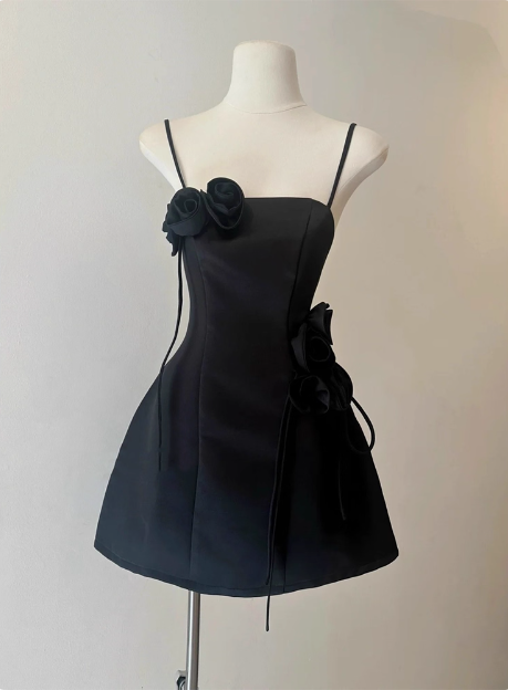 Sweet Tube Top Suspenders Waist Flower Birthday Skirt Homecoming Dress cc3906