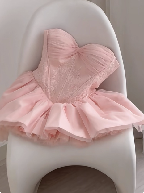 Cute Pink Tulle Birthday Tutu Homecoming Dress cc3910