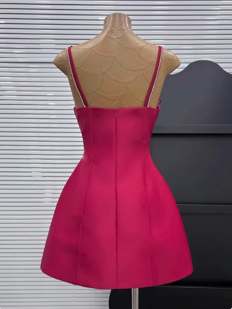 Sweet Bow Strap Waist Satin 17th Birthday Homecoming Dress cc3911