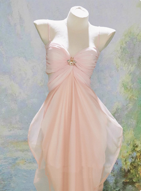 Elegant Pink Suspender Tulle Slim Irregular Birthday Dress Homecoming Dress cc3912