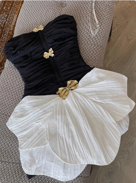 Design Contrast Color Tube Top Irregular Birthday Dress Homecoming Dress cc3917