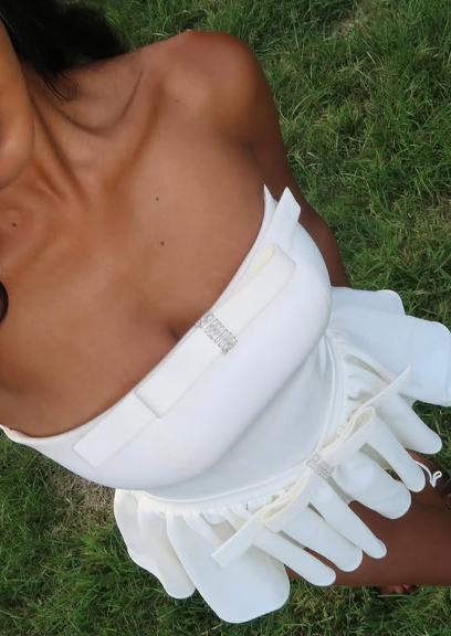 Sweet White Tube Top Bow Waist Mini 17th Birthday Homecoming Dress cc3924