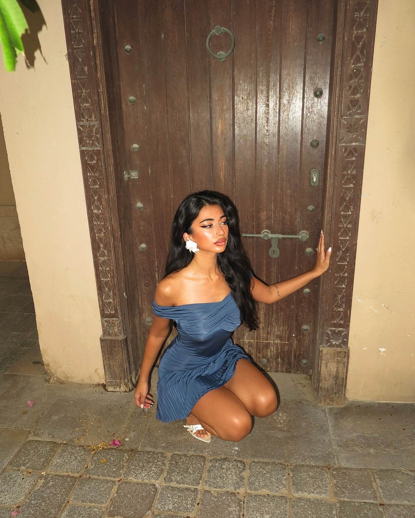 Sweet Blue One Shoulder Waist Pleated Birthday Skirt Homecoming Dress cc3927