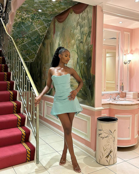 Simple Tube Top Herringbone Waist 17th Birthday Homecoming Dress cc3929