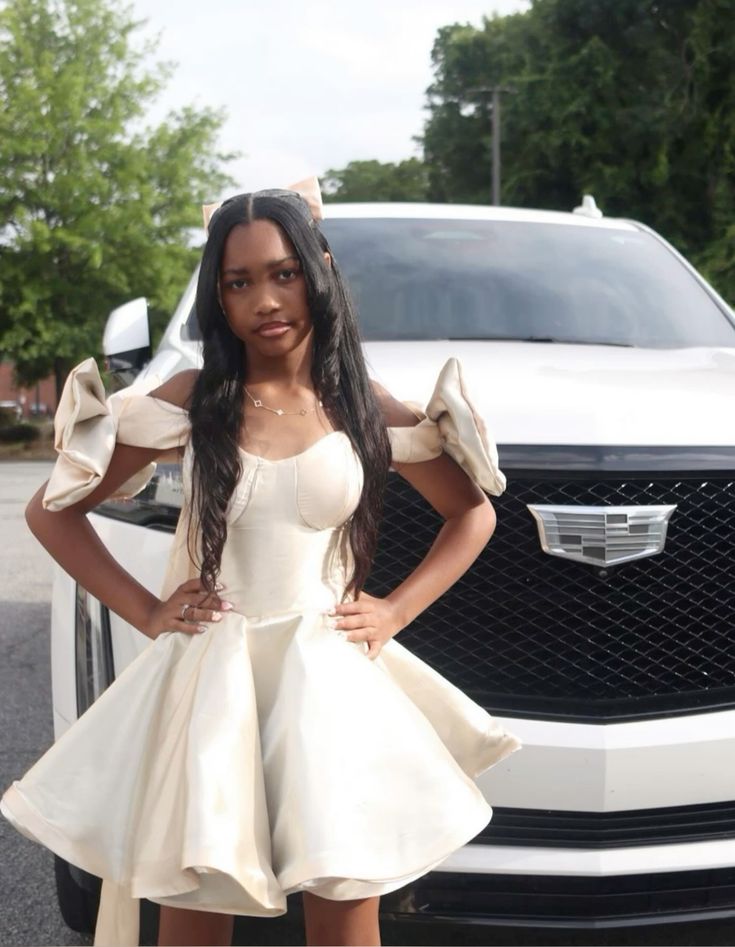 Cute Ivory Bow A-Line 17th Birthday Homecoming Dress cc3931