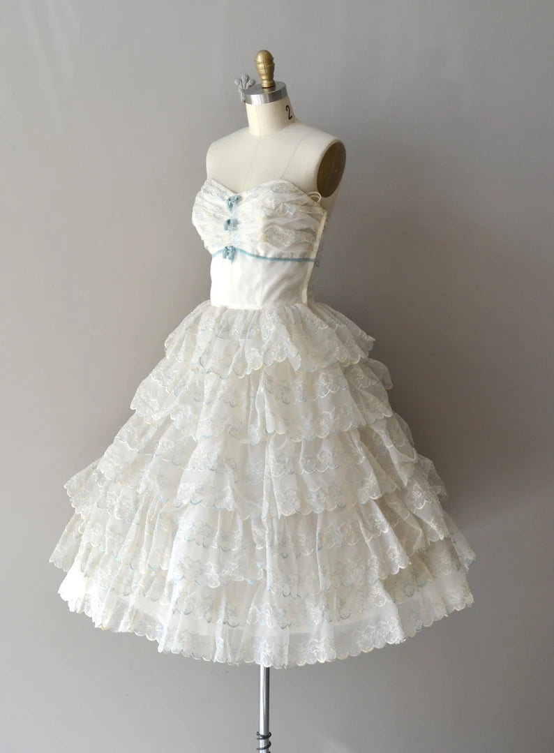 Cute White Tube Top Cake Birthday Dress Homecoming Dress cc3936