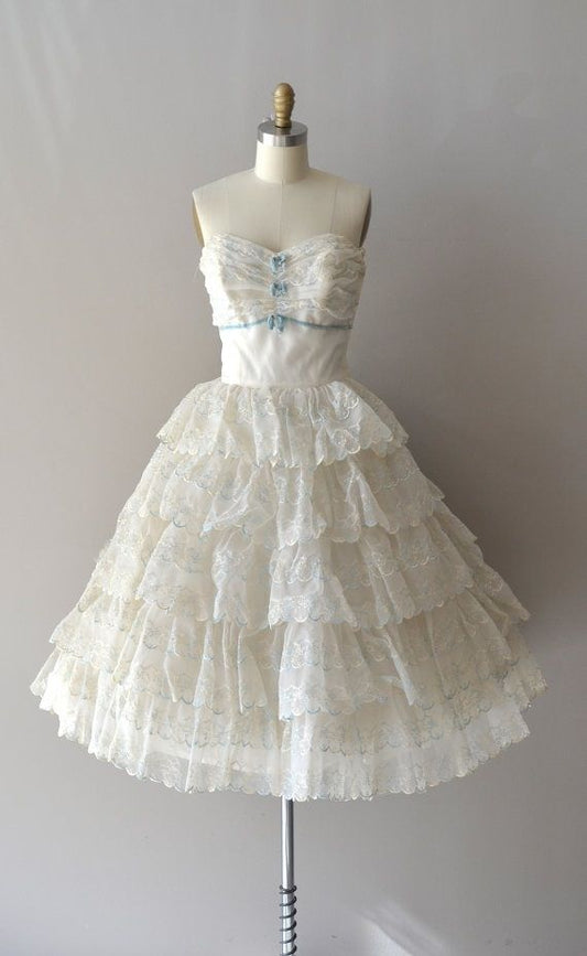 Cute White Tube Top Cake Birthday Dress Homecoming Dress cc3936