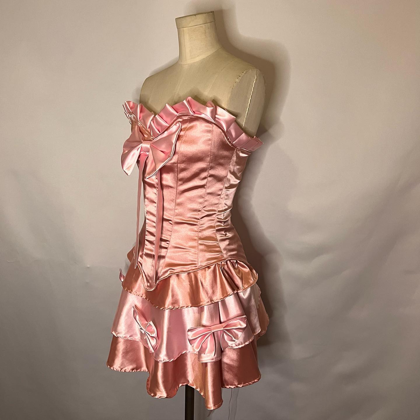 Sweet Heart Neck Pink Satin Bow 17th Birthday Homecoming Dress cc3943