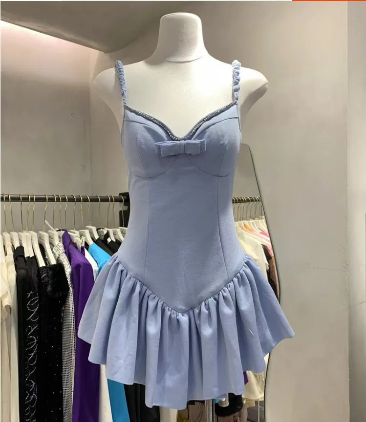 Sweet Bow Strap Waist Mini 16th Birthday Homecoming Dress cc3947