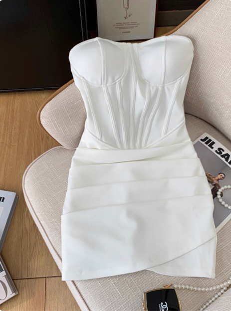 Simple Tube Top Herringbone Slim Fit 17th Birthday Homecoming Dress cc3951