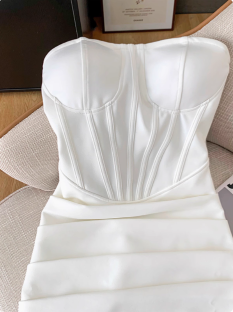 Simple Tube Top Herringbone Slim Fit 17th Birthday Homecoming Dress cc3951