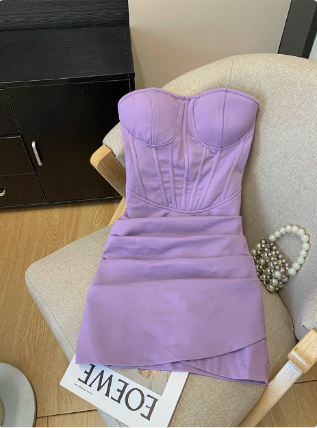 Simple Tube Top Herringbone Slim Fit 17th Birthday Homecoming Dress cc3951