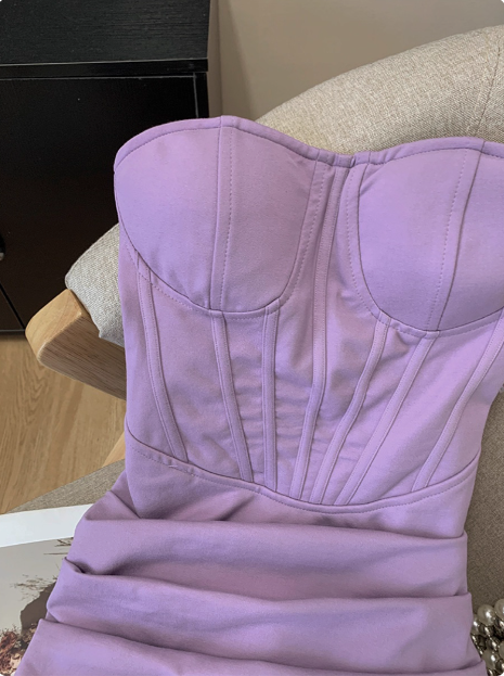 Simple Tube Top Herringbone Slim Fit 17th Birthday Homecoming Dress cc3951