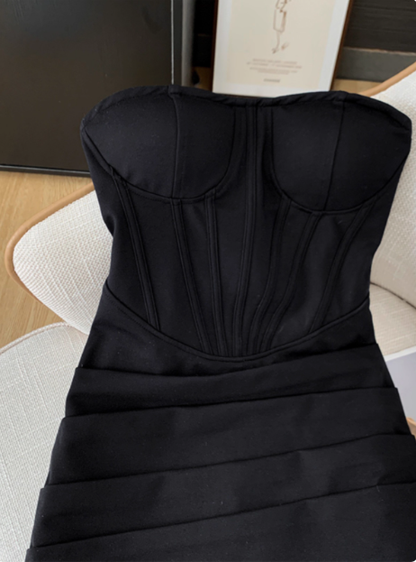 Simple Tube Top Herringbone Slim Fit 17th Birthday Homecoming Dress cc3951