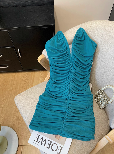 Fashion V-neck Tube Top Slim Hip Birthday Dress Homecoming Dress cc3953