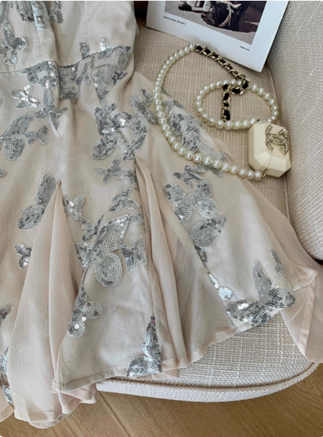 Sweet Butterfly Sequined V-Neck Suspender 17th Birthday Homecoming Dress cc3954