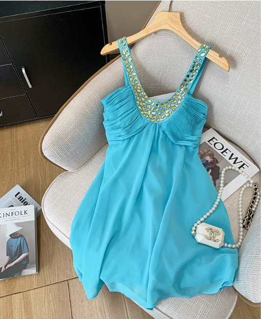 Pretty U-neck Halter Chiffon Birthday Short Dress Homecoming Dress cc3957