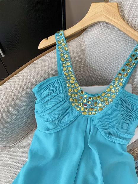 Pretty U-neck Halter Chiffon Birthday Short Dress Homecoming Dress cc3957