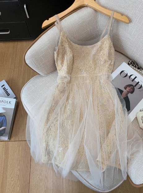 Sweet Waist Mesh Lace Birthday Short Skirt Homecoming Dress cc3958