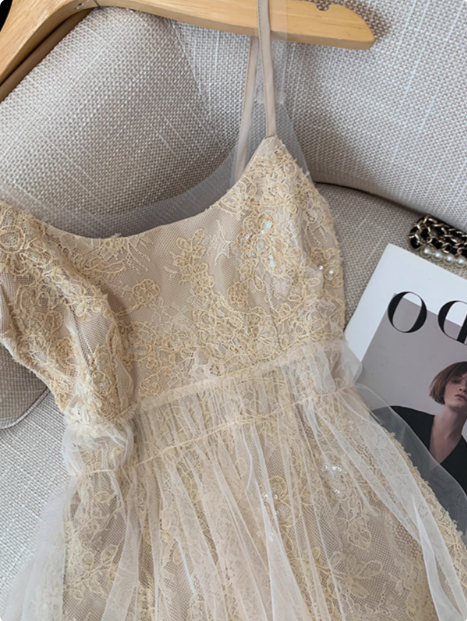 Sweet Waist Mesh Lace Birthday Short Skirt Homecoming Dress cc3958