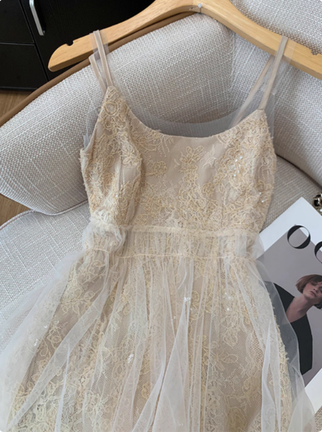 Sweet Waist Mesh Lace Birthday Short Skirt Homecoming Dress cc3958