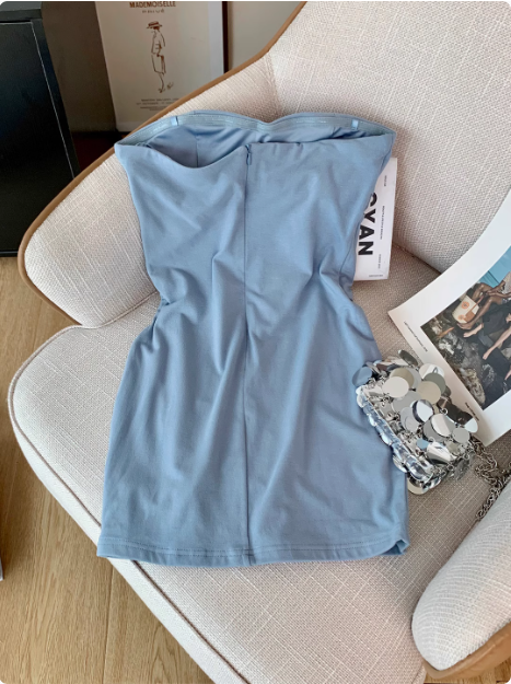 Simple Tube Top See-through Splicing Mesh Hip-wrapped Birthday Skirt Homecoming Dress cc3966