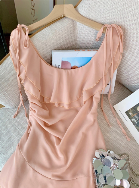 Sweet Ruffled Large U-neck Chiffon 17th Birthday Homecoming Dress cc3968