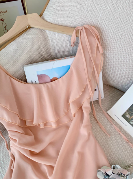 Sweet Ruffled Large U-neck Chiffon 17th Birthday Homecoming Dress cc3968