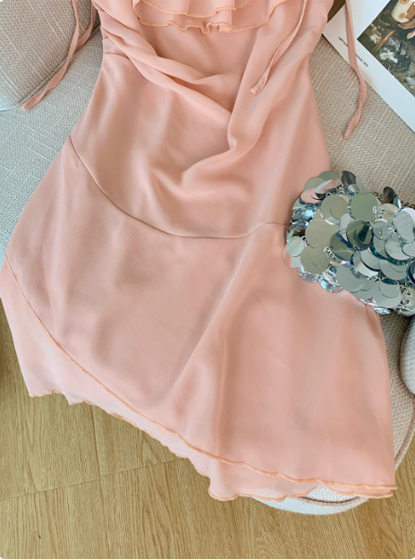 Sweet Ruffled Large U-neck Chiffon 17th Birthday Homecoming Dress cc3968