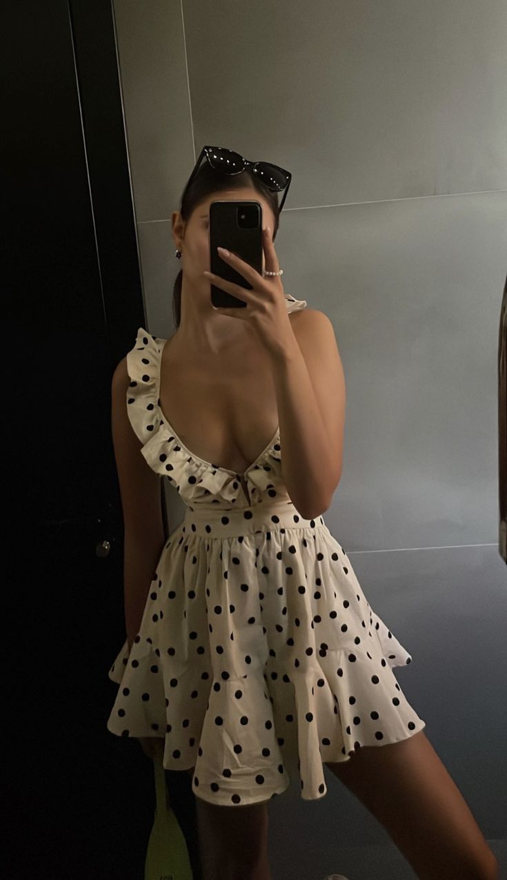 Classic Polka Dot Low-Cut A-Line Birthday Miniskirt Homecoming Dress cc3973