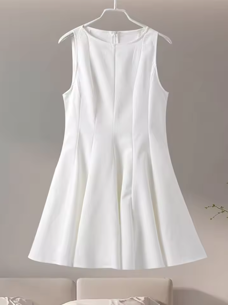 Sweet White Sleeveless Waisted 17th Birthday Homecoming Dress cc3975