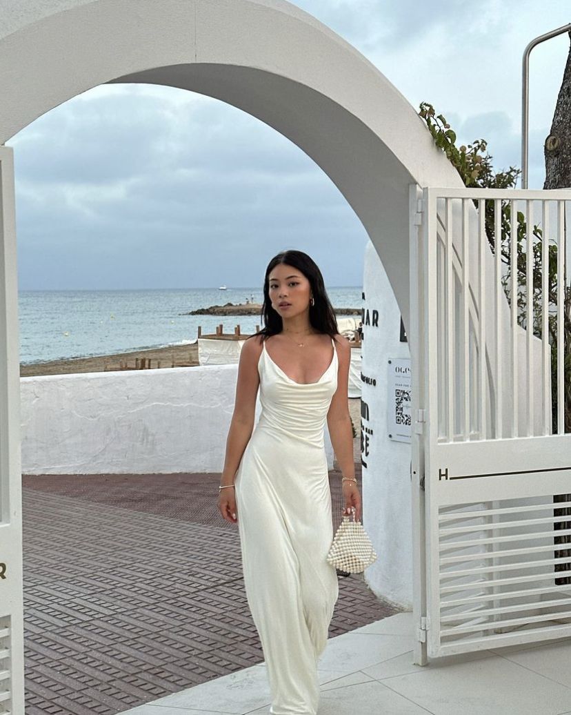 Elegant Ivory Fitted Backless Satin Long Prom Dress Evening Dress Bridesmaid Dress cc5115