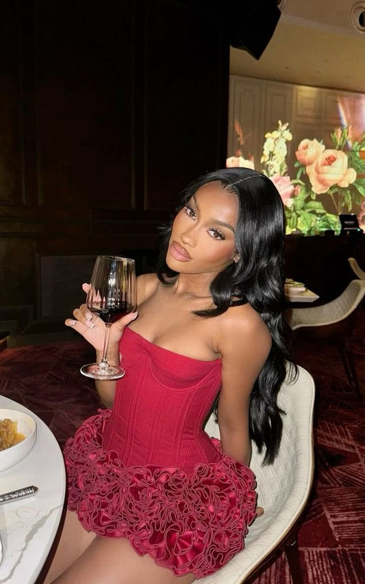 Sexy Red Tube Top Fishbone Back Strap 17th Birthday Homecoming Dress cc3992