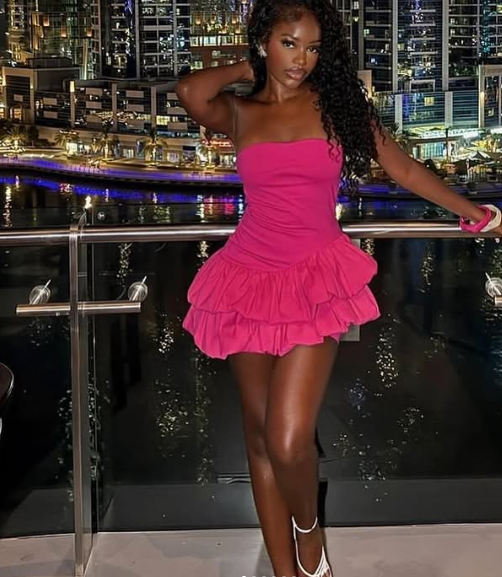 Sweet Hot Pink Tube Top Flower Bud Birthday Dress Homecoming Dress cc3994